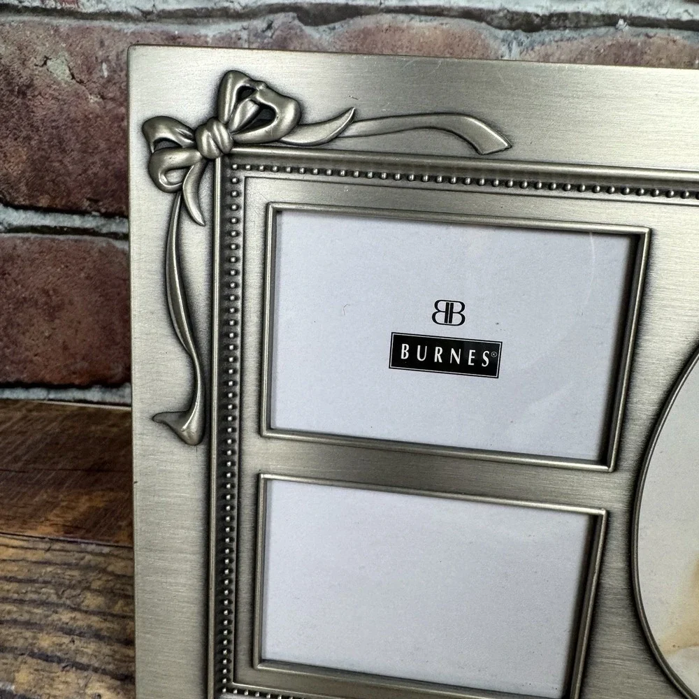 Burnes Of Boston Bear & Bow Pewter Photo Frame Early Years 1997 Multi Nursery